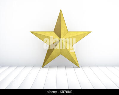 Golden Christmas Star isoliert auf weißem Hintergrund. 3D-Rendering Stockfoto