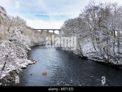 Pontcysyllte Aquädukt in der Nähe von Llangollen in Wales mit Schnee Stockfoto