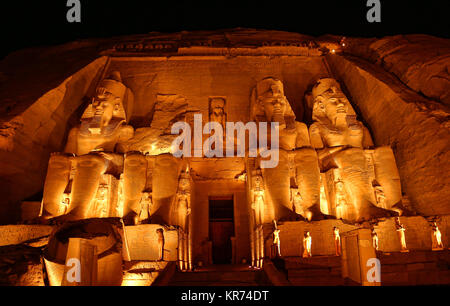 Sound & Licht Show des Tempels von Abu Simble Süden Ägypten Stockfoto