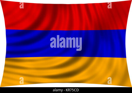 Flagge Armenien winken in Wind auf Weiß isoliert Stockfoto