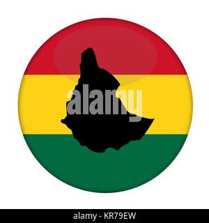 Äthiopien map auf einem rastafari Flagge button Stockfoto