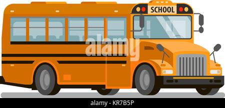 Yellow School Bus. Transport von Studenten und Schüler. Vector Illustration Stock Vektor