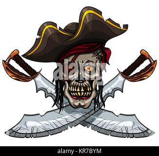 Pirate totenkopf und gekreuzten Schwertern Stockfoto