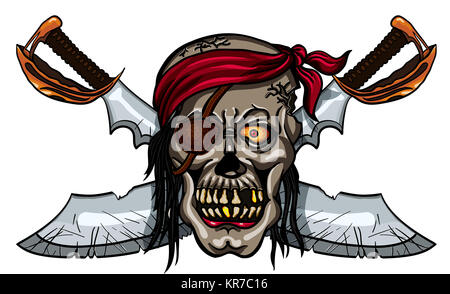 Pirate totenkopf und gekreuzten Schwertern Stockfoto