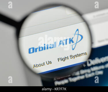 Mailand, Italien - 1. November 2017: Orbital ATK Logo auf der Homepage. Stockfoto