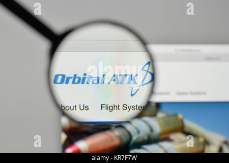 Mailand, Italien - 1. November 2017: Orbital ATK Logo auf der Homepage. Stockfoto