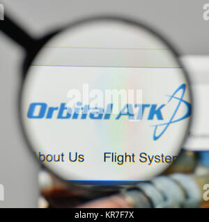 Mailand, Italien - 1. November 2017: Orbital ATK Logo auf der Homepage. Stockfoto