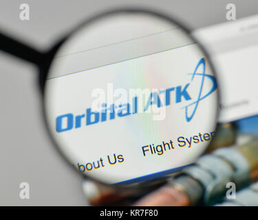 Mailand, Italien - 1. November 2017: Orbital ATK Logo auf der Homepage. Stockfoto