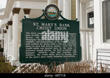 St. Mary's Bank die ersten Credit Union in den Vereinigten Staaten, Manchester NH Stockfoto