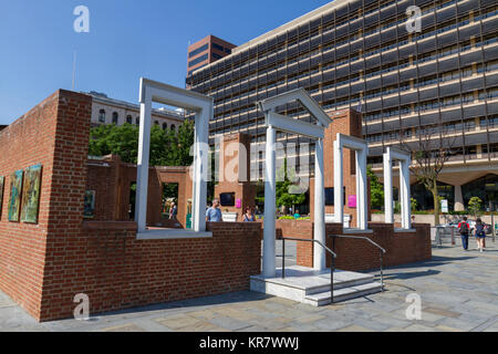 Der Präsident Haus, der Eingang zum Museum Liberty Bell, Independence Hall, Philadelphia, Pennsylvania, USA. Stockfoto