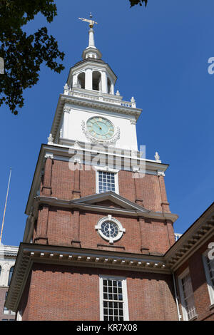 Die Independence Hall Clock Tower, Philadelphia, Pennsylvania, United States. Stockfoto