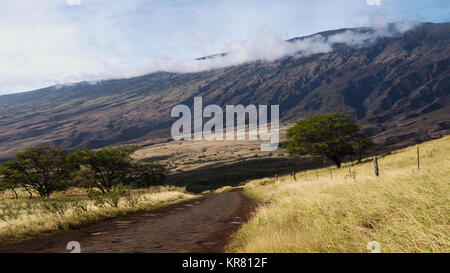 Malerischer Blick auf der Route 31, der Piilani Highway in der Nähe von Kaupo, Maui. Stockfoto