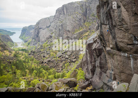 Herkömmliche Klettern in Norwegen Stockfoto