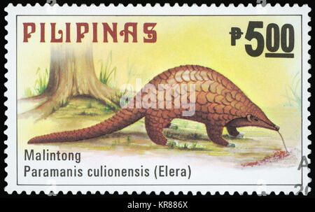 Philippinen - ca. 1979, Zeitstempel in Philippinen, Serie Fauna, Tiere gedruckt, philippinische Malintong, circa 1979. Stockfoto