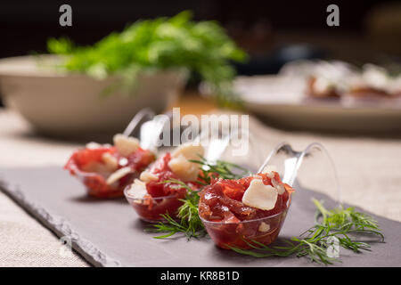 Vorspeise mit Fleisch Stockfoto