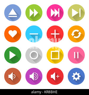 Flache Media Sign web Internet buton Stockfoto