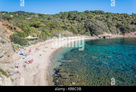 Barabarca Beach in der Nähe von Capoliveri, Insel Elba, Italien. Stockfoto