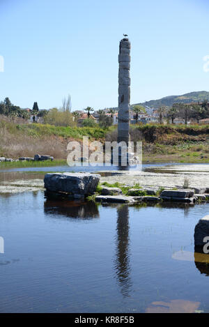 Spalte der Artemis Tempel in Selcuk Stockfoto