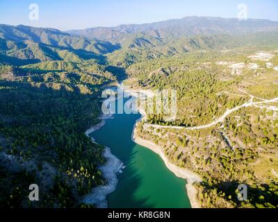 Luftbild des Flusses Diarizos, Zypern Stockfoto