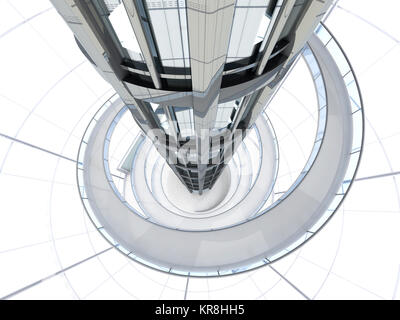 Science Fiction-Architektur-Visualisierung. 3D Abbildung gerendert. Stockfoto