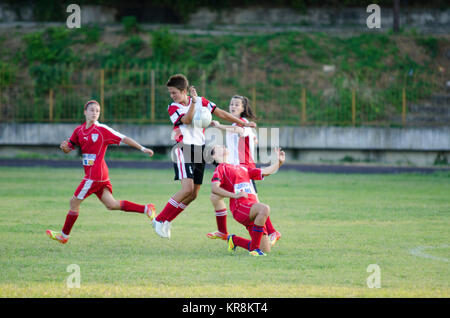 Frauen Fußballspiel, Borec von Veles vs Top Gol aus Bitola Stockfoto