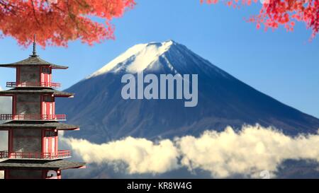 3D-rendering Mt. Fuji mit Herbstfarben in Japan Stockfoto