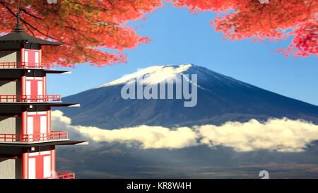 3D-rendering Mt. Fuji mit Herbstfarben in Japan Stockfoto