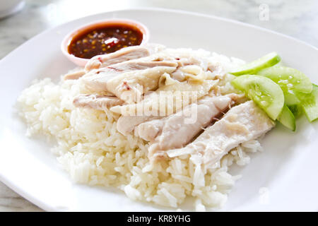 Hainan-Huhn mit Reis, Thai Gourmet gedünstetes Huhn mit Reis Stockfoto