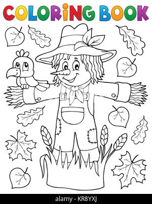 Malbuch scarecrow Thema 1 Stockfoto