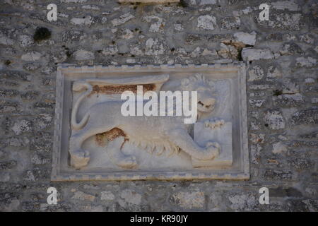 umag, Wappen, Löwe, Löwe der St. Mark, venetien, venetien, venedig, Altstadt Stockfoto