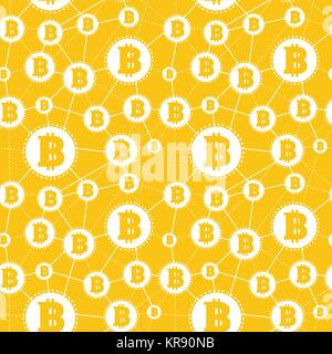 Einfache nahtlose Muster Symbole der Bitcoins auf gelbem Hintergrund Stock Vektor
