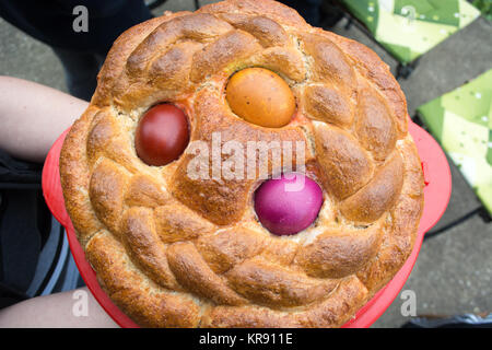 Eier in Brot Stockfoto