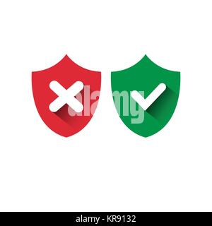 Schild Rote und Grüne Symbole markieren Schutz- und Sicherheitskonzept Zugriff genehmigt und Verweigert Stock Vektor