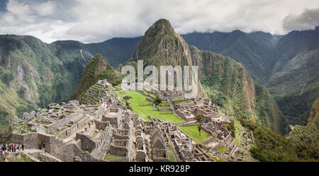 Panoramablick von Machu Picchu Ruinen in Cuzco, Peru Stockfoto