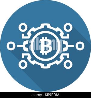 Mechanik der Bitcoin Symbol. Stock Vektor