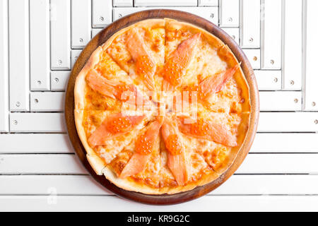 Geräucherter Lachs Pizza Stockfoto