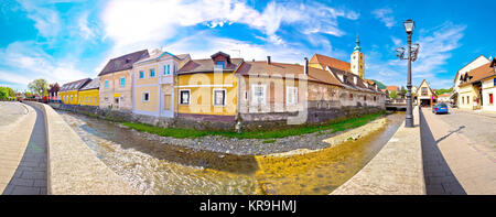 Stadt von Samobor riverfront Panoramaaussicht Stockfoto