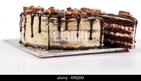 Pralinenherstellung überstieg Mocca Creme Cookies Butter Fudge Explosion Kuchen Stockfoto