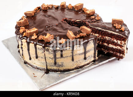 Pralinenherstellung überstieg Mocca Creme Cookies Butter Fudge Explosion Kuchen Stockfoto