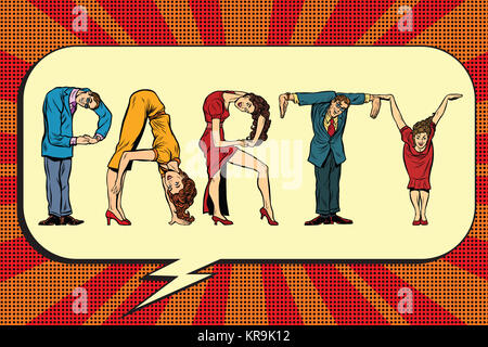 Partei die Inschrift des menschlichen Figuren Stockfoto