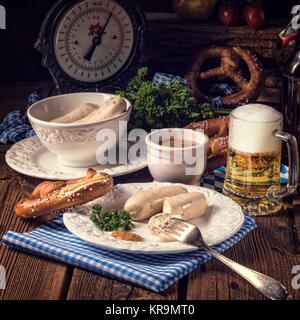 Bayerischen Hackbraten mit süß senf Stockfoto