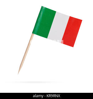 Miniatur Flagge Italien. Auf weissem Hintergrund Stockfoto