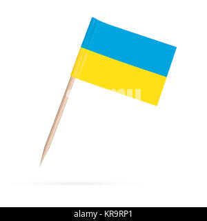 Miniatur Flagge Ukraine. Auf weissem Hintergrund Stockfoto