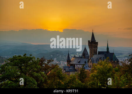 Mit Blick auf das Schloss Wernigerode Harz Stockfoto