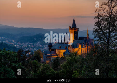 Mit Blick auf das Schloss Wernigerode Harz Stockfoto