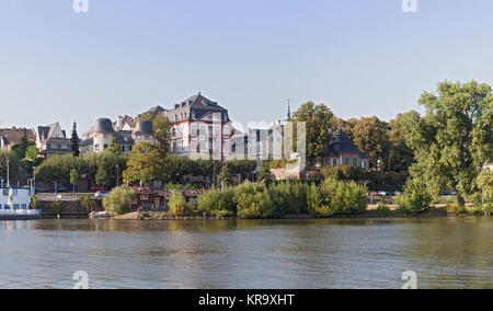 Die Ufer des Mains in Frankfurt Hoechst Stockfoto