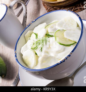 Mizeria ist ein polnischer Gurkensalat Stockfoto