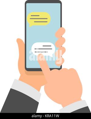 Smart Phone Messaging Vector Illustration. Comic style Imitation. Stock Vektor