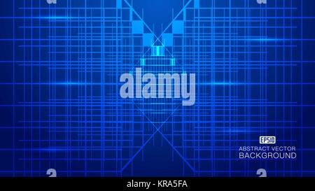Blau leuchtende Technologie abstract vector Hintergrund von Licht und Linie Stock Vektor