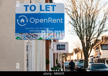 Agenten zu lassen auf ein Haus durch die Online Agentur OpenRent in Bromley, South London zu lassen. Stockfoto